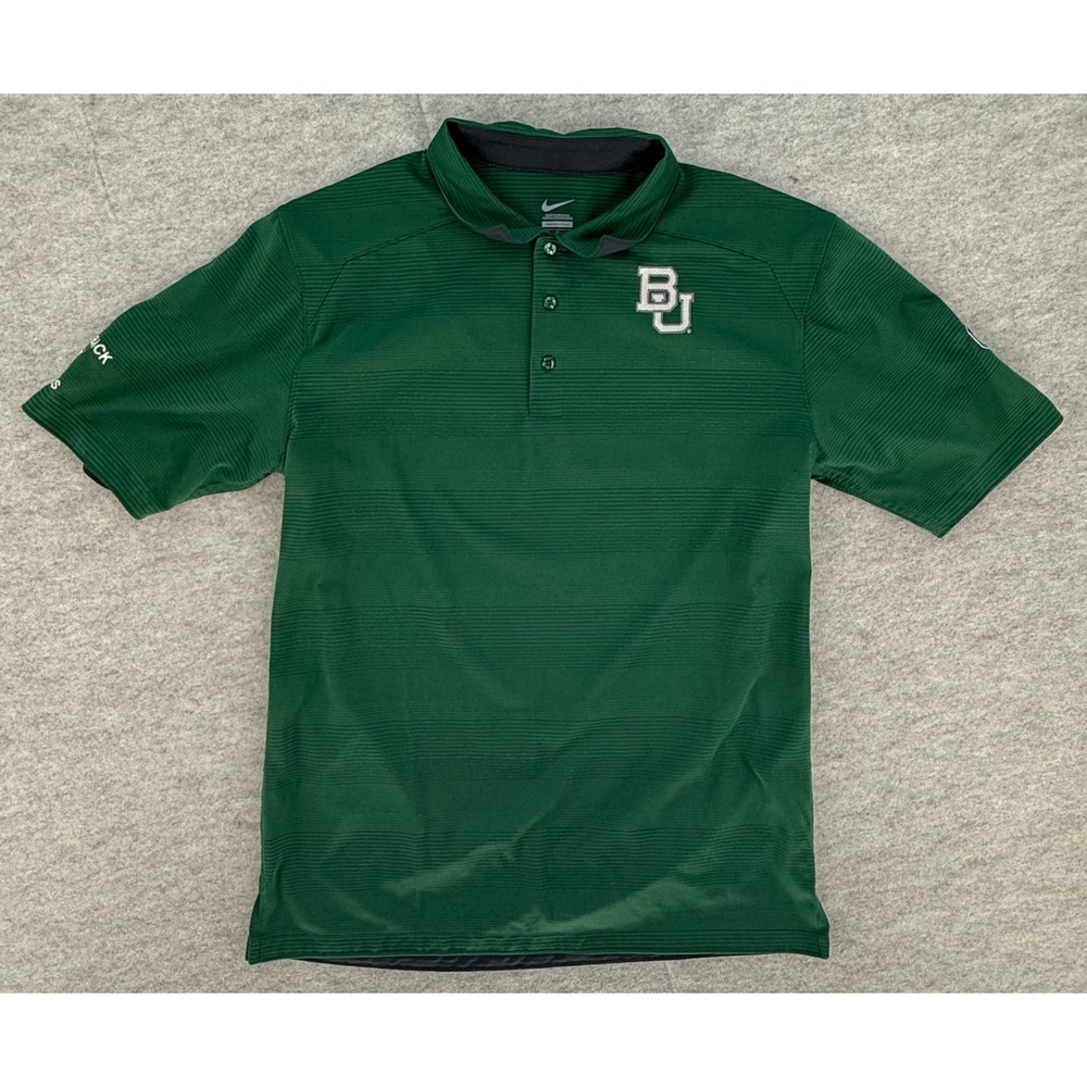 Nike Baylor Bears Polo Shirt Mens Medium Green Big 12 Cotton Bowl Champions BU